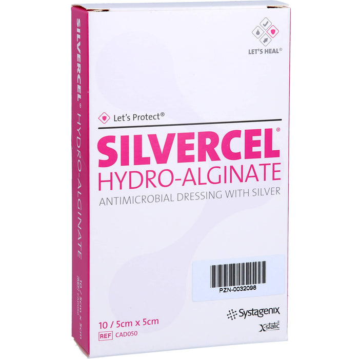 SILVERCEL Hydroalginat antibakterieller Verband mit Silber 5 cm x 5 cm, 10 pc pansement