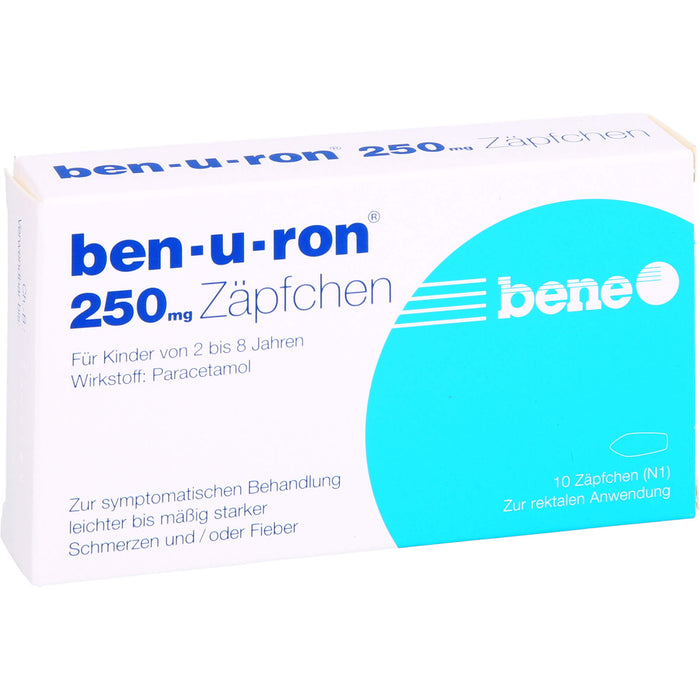 ben-u-ron 250 mg Zäpfchen bei Schmerzen und Fieber, 10 pcs. Suppositories