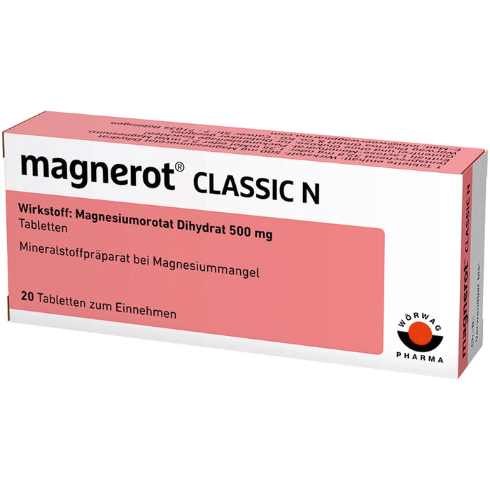 magnerot Classic N Tabletten bei Magnesiummangel, 20 pcs. Tablets