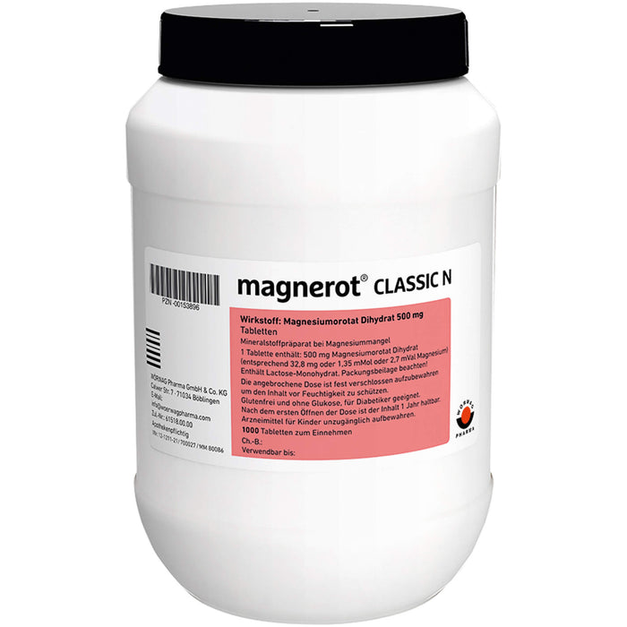 magnerot Classic N Tabletten bei Magnesiummangel, 1000 pcs. Tablets