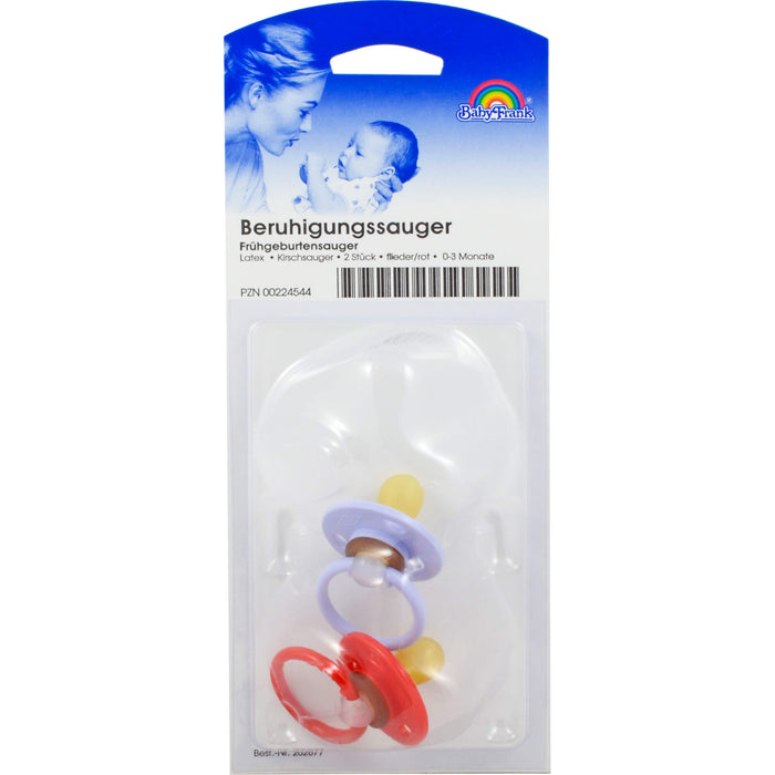 Baby-Frank Beruhigungssauger in Kirschform Latex 0-3 Monate flieder/rot, 2 pcs. Aspirator