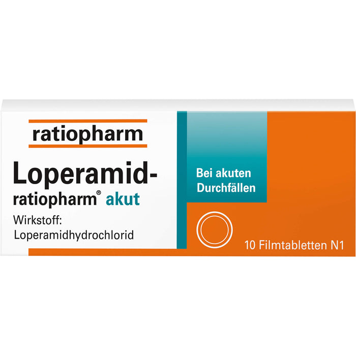 Loperamid-ratiopharm akut Filmtabletten, 10 pcs. Tablets