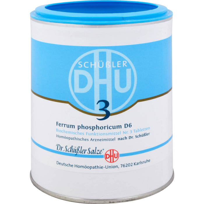 DHU Schüßler-Salz Nr. 3 Ferrum phosphoricum D6, Das Mineralsalz des Immunsystems – das Original, 1000 pc Tablettes