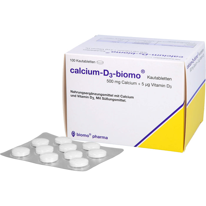 Calcium-D3-biomo Kautabletten 500+D, 100 pcs. Tablets