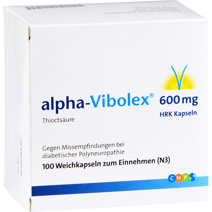 alpha-Vibolex 600 mg HRK Kapseln gegen MIssempfindungen bei diabetischer Polyneuropathie, 100 pcs. Capsules