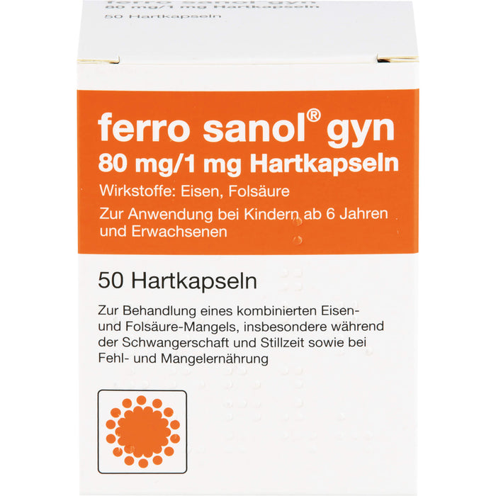 ferro sanol gyn 80 mg/1 mg Hartkapseln zur Behandlung eines kombinierten Eisen- und Folsäure-mangels, 50 pc Capsules