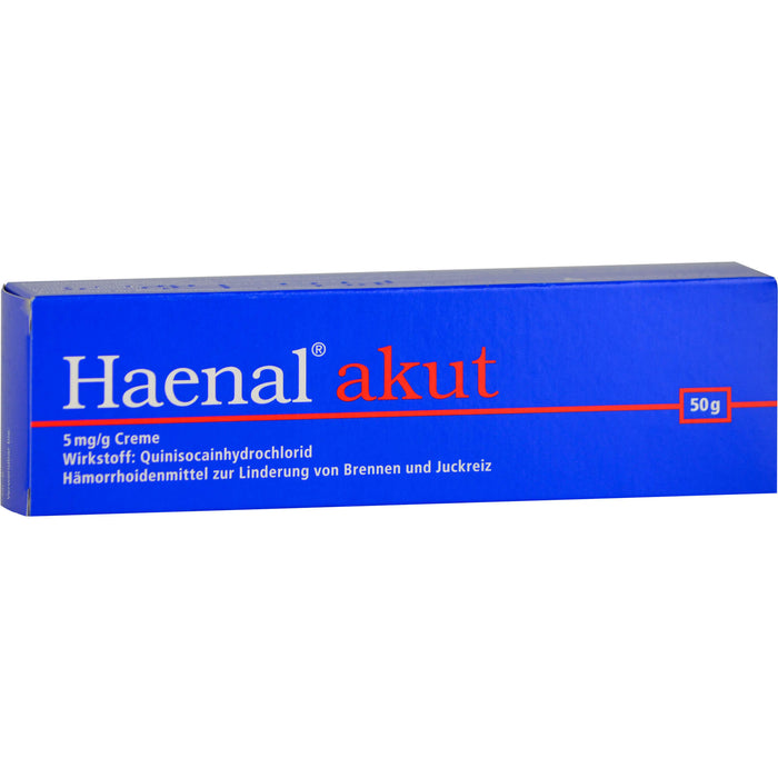 Haenal akut Creme Hämorrhoidenmittel  zur Linderung von Brennen und Juckreiz, 50 g Cream