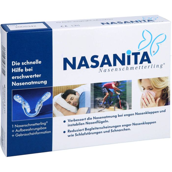 NASANITA Nasenschmetterling Hilfe bei erschwerter Nasenatmung, 1 pc Dispositif