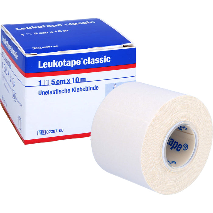 Leukotape classic 5 cm x 10 m weiß unelastische Klebebinde, 1 pcs. Bandage