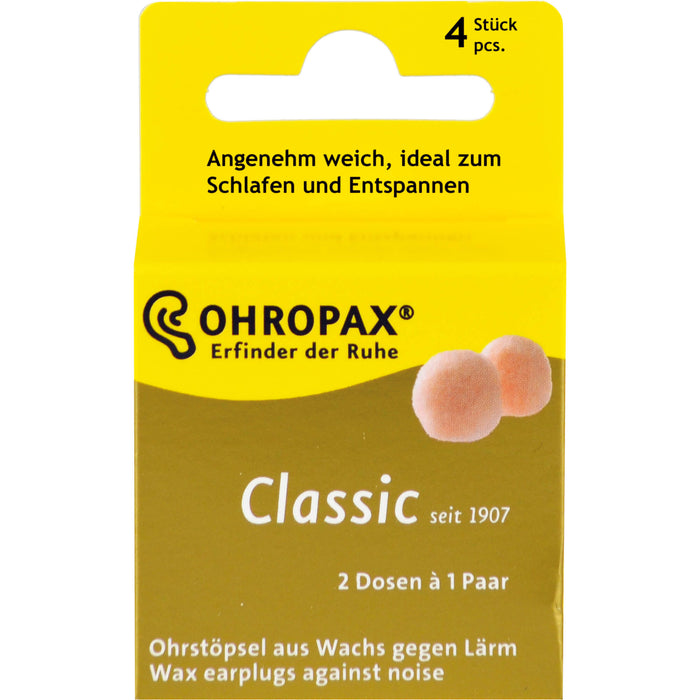 OHROPAX Classic Ohrstöpsel aus Wachs, 4 St. Ohrstöpsel