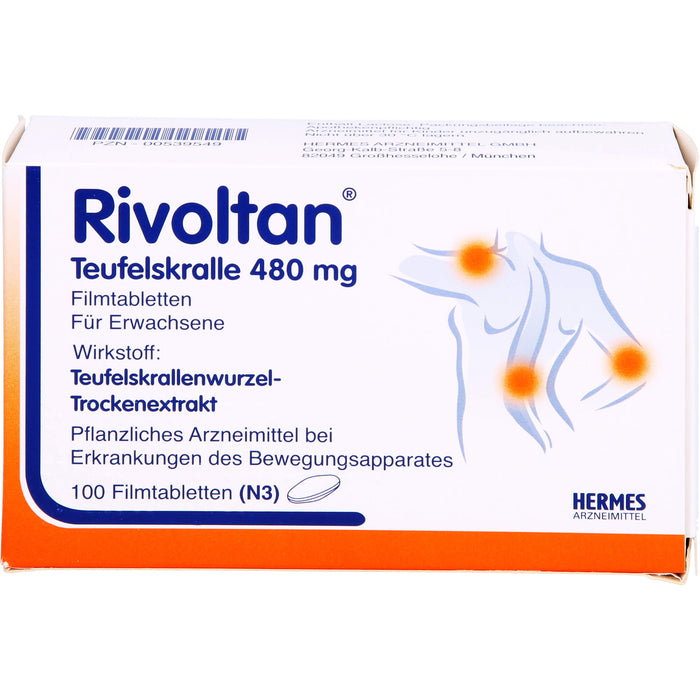 Rivoltan Teufelskralle 480 mg Filmtabletten bei Erkrankungen des Bewegungsapparates, 100 pc Tablettes