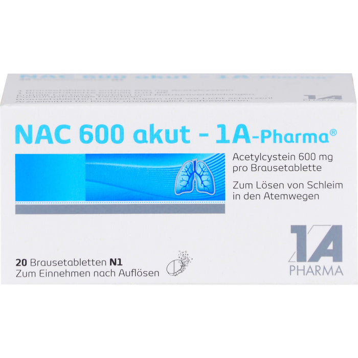 NAC 600 akut - 1A-Pharma Brausetabletten zum Lösen von Schleim, 20 pcs. Tablets