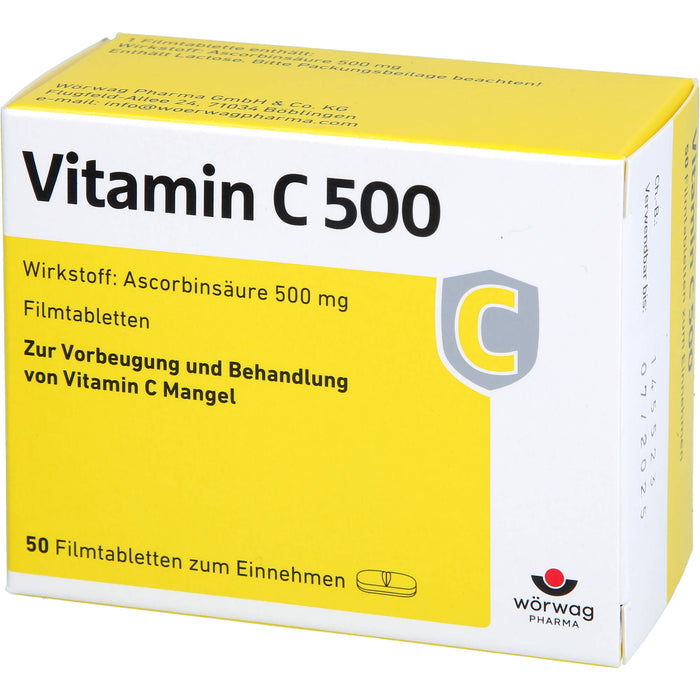 Vitamin C 500 Filmtabletten, 50 pc Tablettes