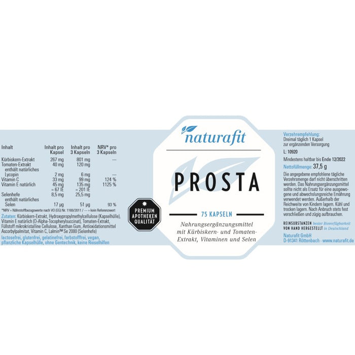 naturafit Prosta Kapseln, 75 pc Capsules