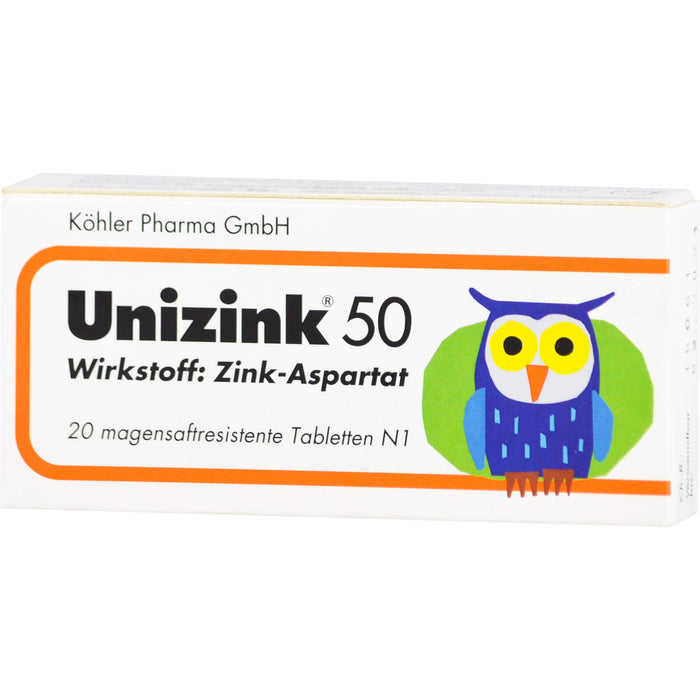 Unizink 50 mg magensaftresistente Tabletten, 20 pcs. Tablets