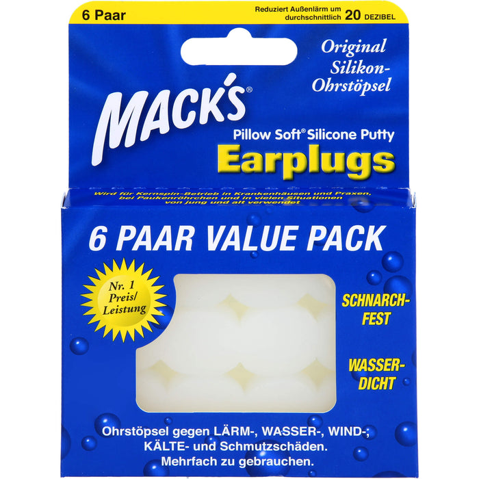 Macks Silikon-Ohrstöpsel, 12 pc Bouchons d'oreilles