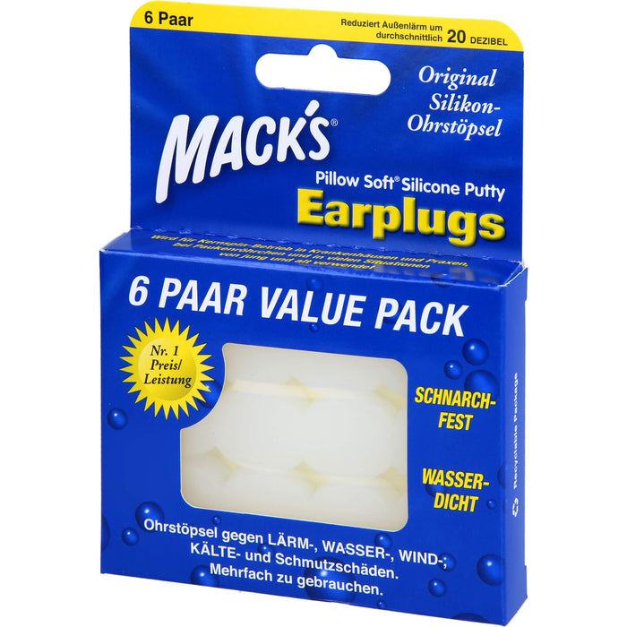 Macks Silikon-Ohrstöpsel, 12 pc Bouchons d'oreilles