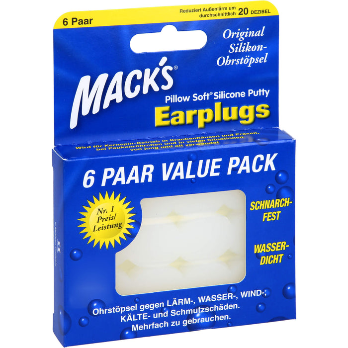 Macks Silikon-Ohrstöpsel, 12 pc Bouchons d'oreilles