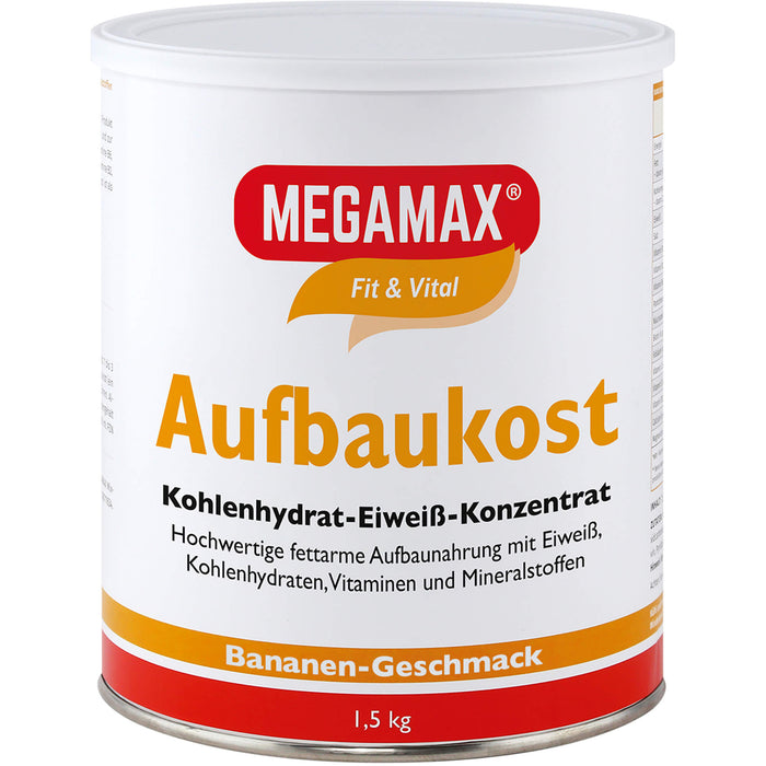 MEGAMAX Fit & Vital Aufbaukost Kohlenhydrat-Eiweiß-Konzentrat Bananen-Geschmack, 1500 g Powder