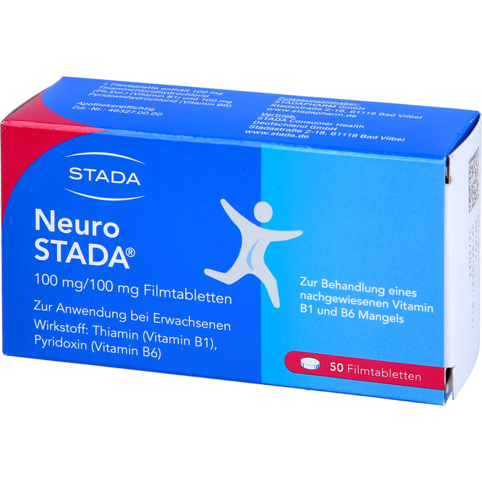 STADA Neuro Filmtabletten bei nachgewiesenem Vitamin B1 und B6 Mangel, 50 pcs. Tablets