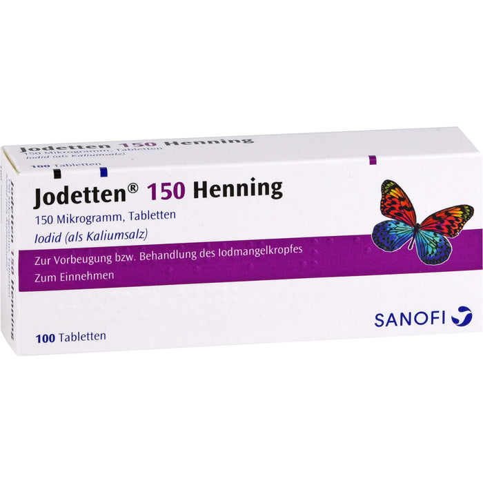 Jodetten 150 Henning Tabletten zur Vorbeugung bzw. Behandlung des Jodmangelkropfes, 100 pcs. Tablets