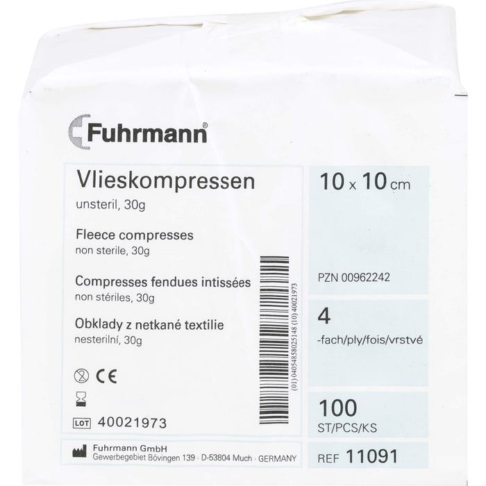 Vlieskompressen 10x10cm 4lagig unsteril, 100 St KOM