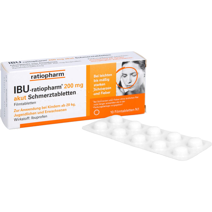 IBU-ratiopharm 200 mg akut Schmerztabletten Filmtabletten, 10 pcs. Tablets