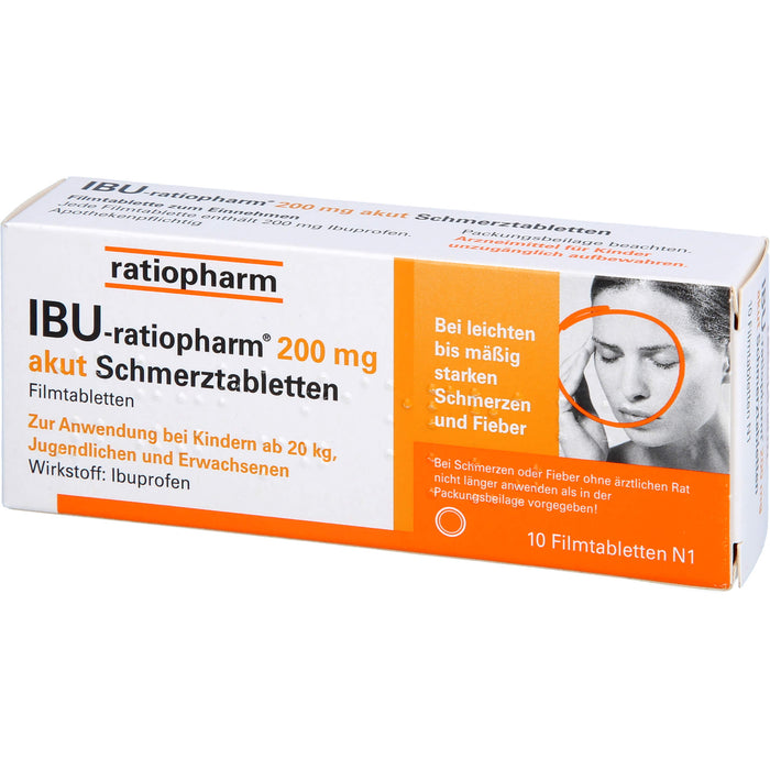 IBU-ratiopharm 200 mg akut Schmerztabletten Filmtabletten, 10 pcs. Tablets