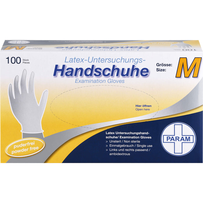 PARAM Latex-Untersuchungs-Handschuhe Größe M, 100 pc Gants