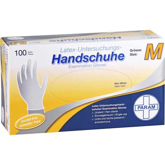 PARAM Latex-Untersuchungs-Handschuhe Größe M, 100 pcs. Gloves