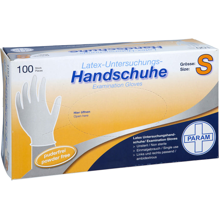 PARAM Latex-Untersuchungs-Handschuhe puderfrei Größe S, 100 St. Handschuhe