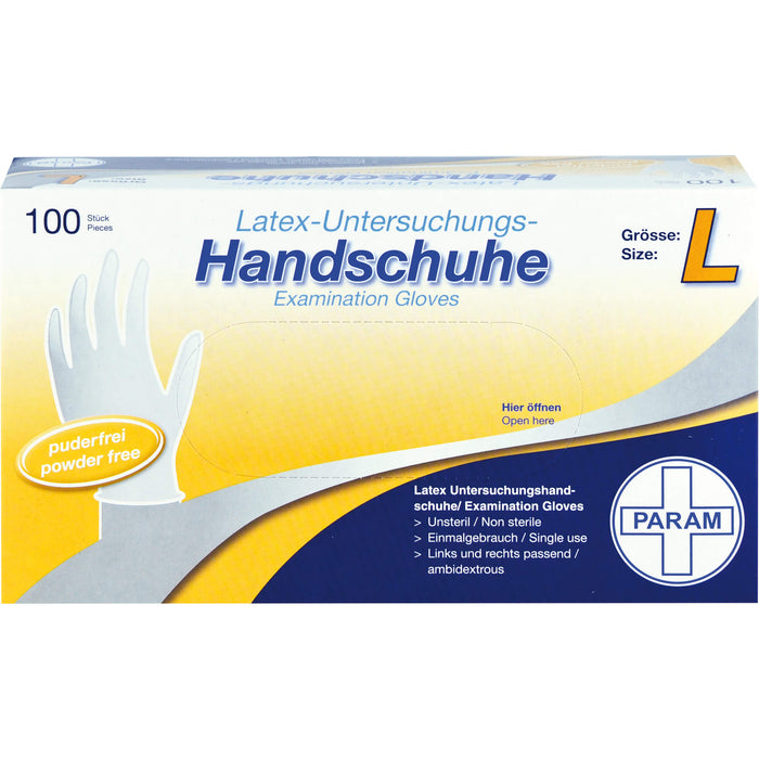 Einmal Handschuhe Latex puderfrei L, 100 pc Gants