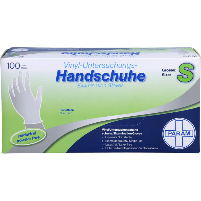 PARAM Einmal Handschuhe Vinyl puderfrei S, 100 pc Gants