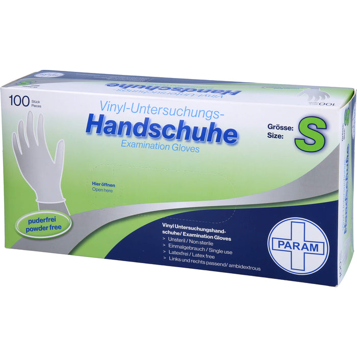 PARAM Einmal Handschuhe Vinyl puderfrei S, 100 pc Gants