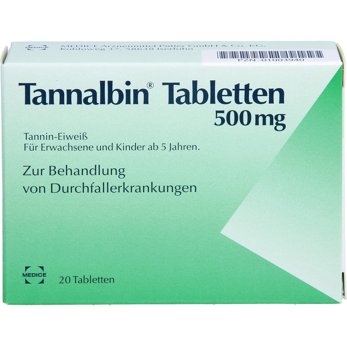 Tannalbin Tabletten 500 mg bei Durchfallerkrankungen, 20 pc Tablettes