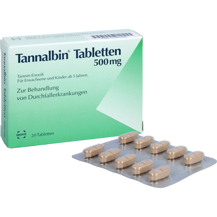 Tannalbin Tabletten 500 mg bei Durchfallerkrankungen, 20 St. Tabletten