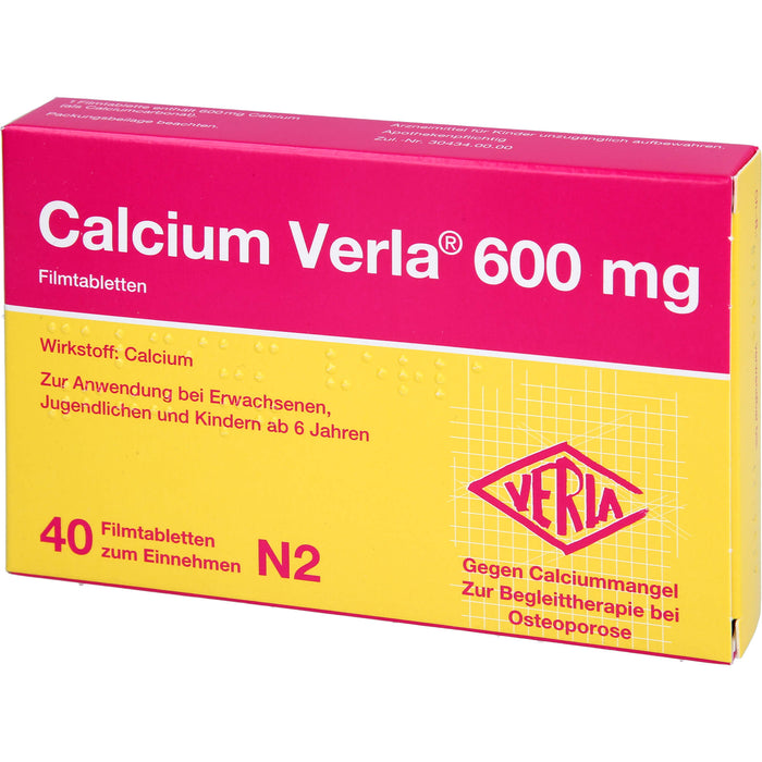 Calcium Verla 600 mg Filmtabletten, 40 pc Tablettes