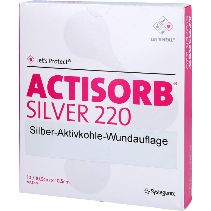 ACTISORB 220 Silver 9,5 x 6,5 cm sterile Silber-Aktivkohle-Wundauflage, 10 pcs. Compresses