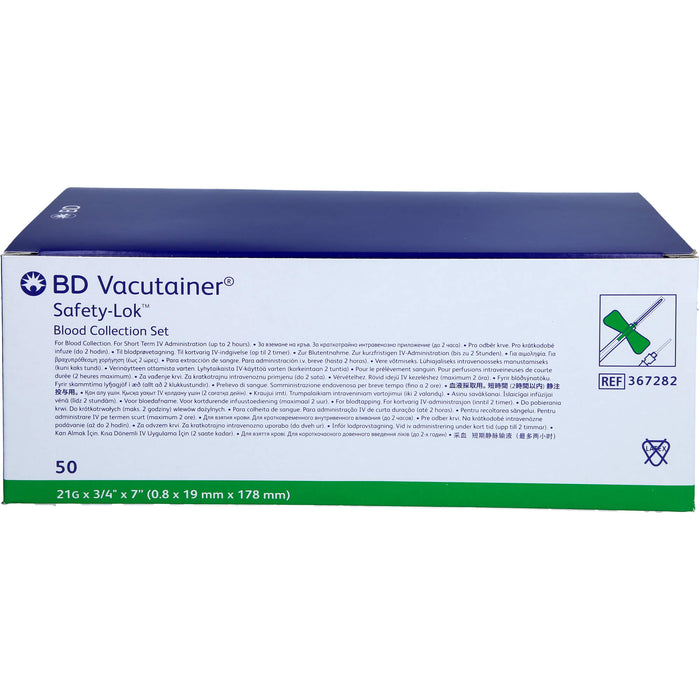 BD Vacutainer Safety-Lok Sich.Blutentn.Set21G 18cm, 50 St KAN