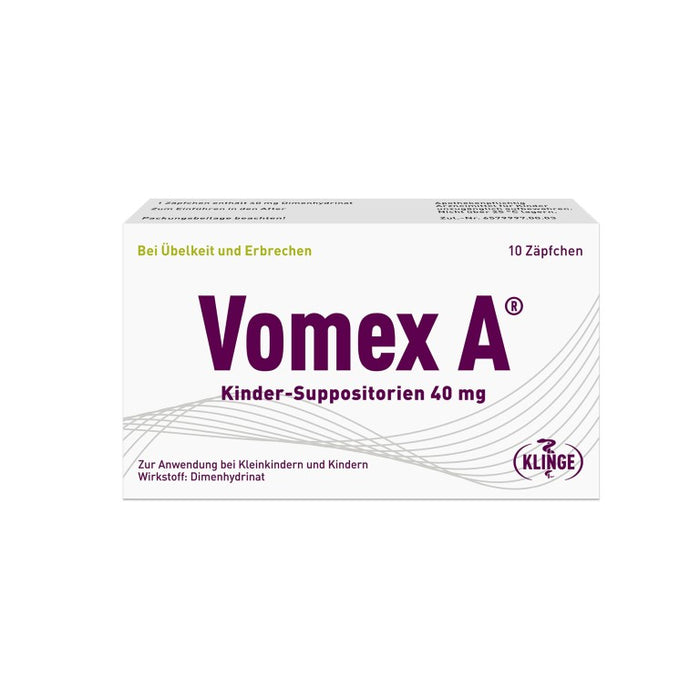 Vomex A 40 mg Kinder-Suppositorien, 10 pc Suppositoires