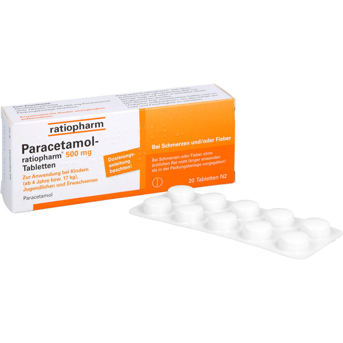 Paracetamol-ratiopharm 500 mg Tabletten, 20 pc Tablettes