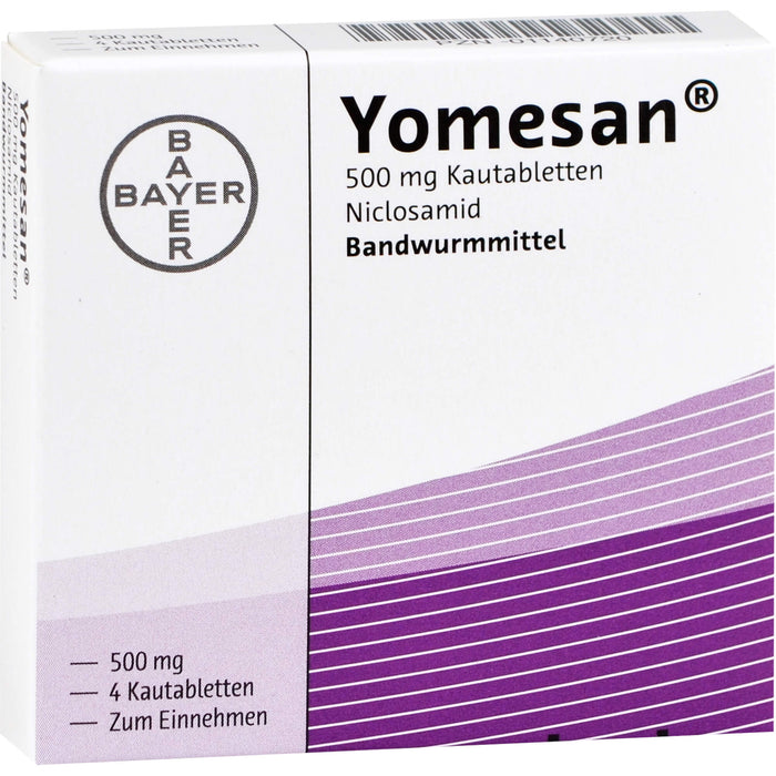 Yomesan 500 mg Kautabletten Niclosamid Bandwurmmittel, 4 St. Tabletten