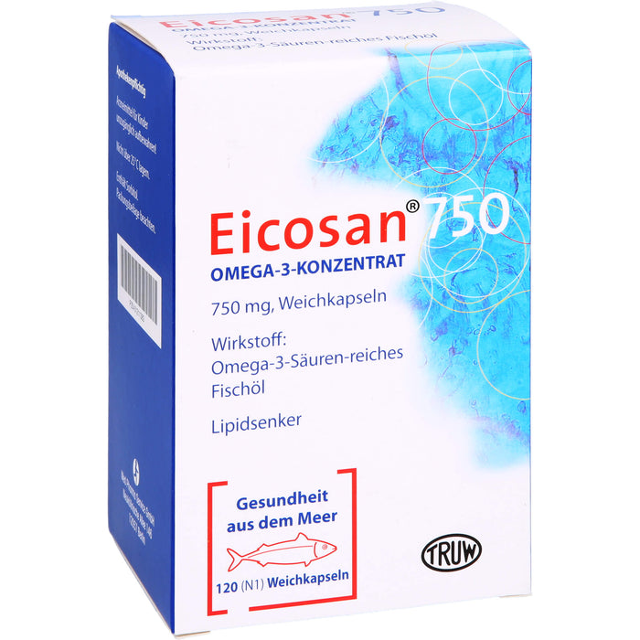 Eicosan 750 Omega-3-Konzentrat Weichkapseln Lipidsenker, 120 pcs. Capsules