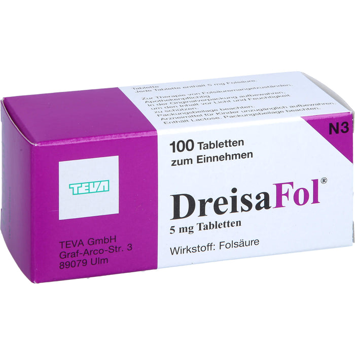 DreisaFol Tabletten bei Folsäuremangelzuständen, 100 pcs. Tablets