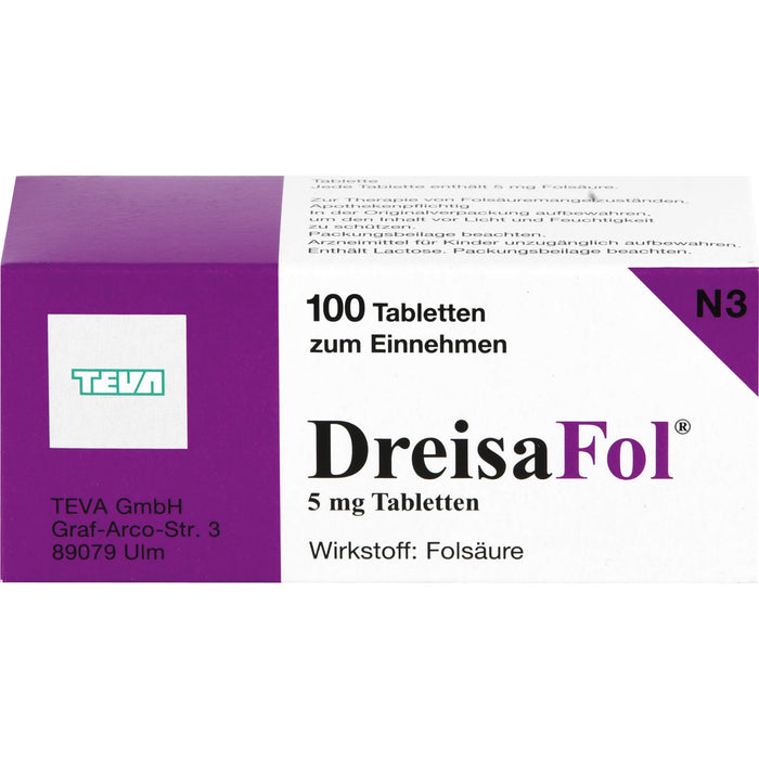 DreisaFol Tabletten bei Folsäuremangelzuständen, 100 pcs. Tablets