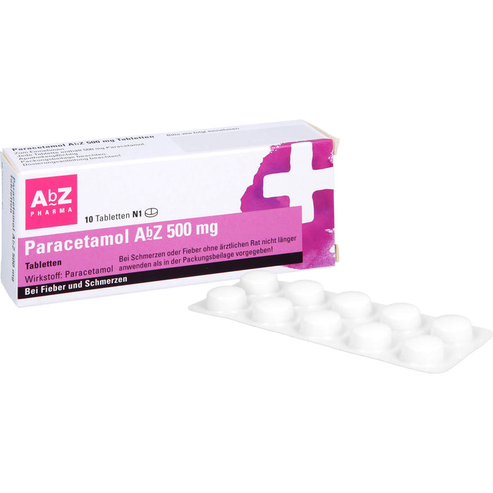 Paracetamol AbZ 500 mg Tabletten bei Fieber und Schmerzen, 10 pc Tablettes