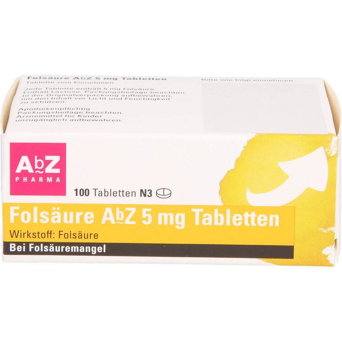 Folsäure AbZ 5 mg Tabletten bei Folsäuremangel, 100 pc Tablettes