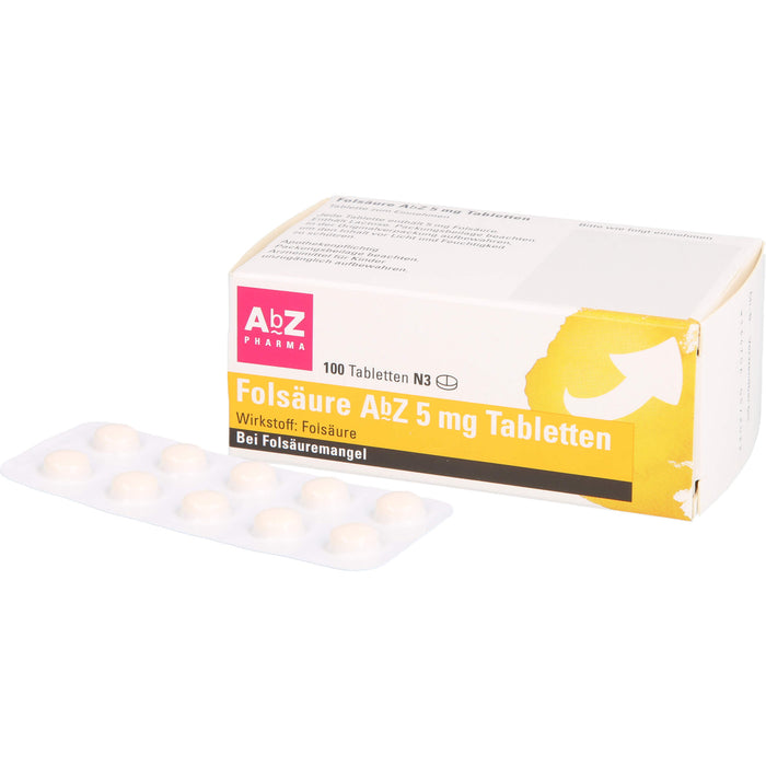 Folsäure AbZ 5 mg Tabletten bei Folsäuremangel, 100 pcs. Tablets