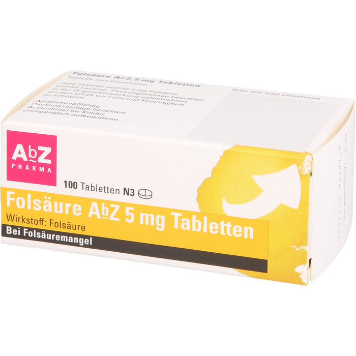 Folsäure AbZ 5 mg Tabletten bei Folsäuremangel, 100 St. Tabletten