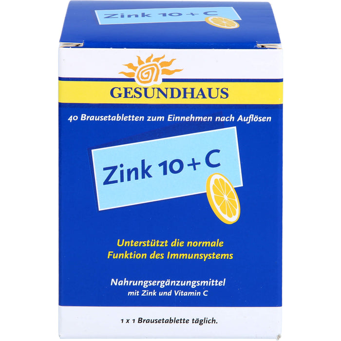 GESUNDHAUS Zink 10 + C Brausetabletten, 40 pcs. Tablets